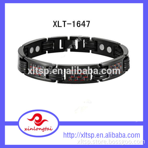 XLT wholesale men black carbon fiber silicone rubber bracelet charms